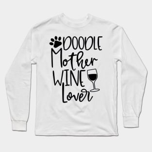 Doodle Mom Wine T Shirt Women Dog Golden Doodle Graphic Long Sleeve T-Shirt